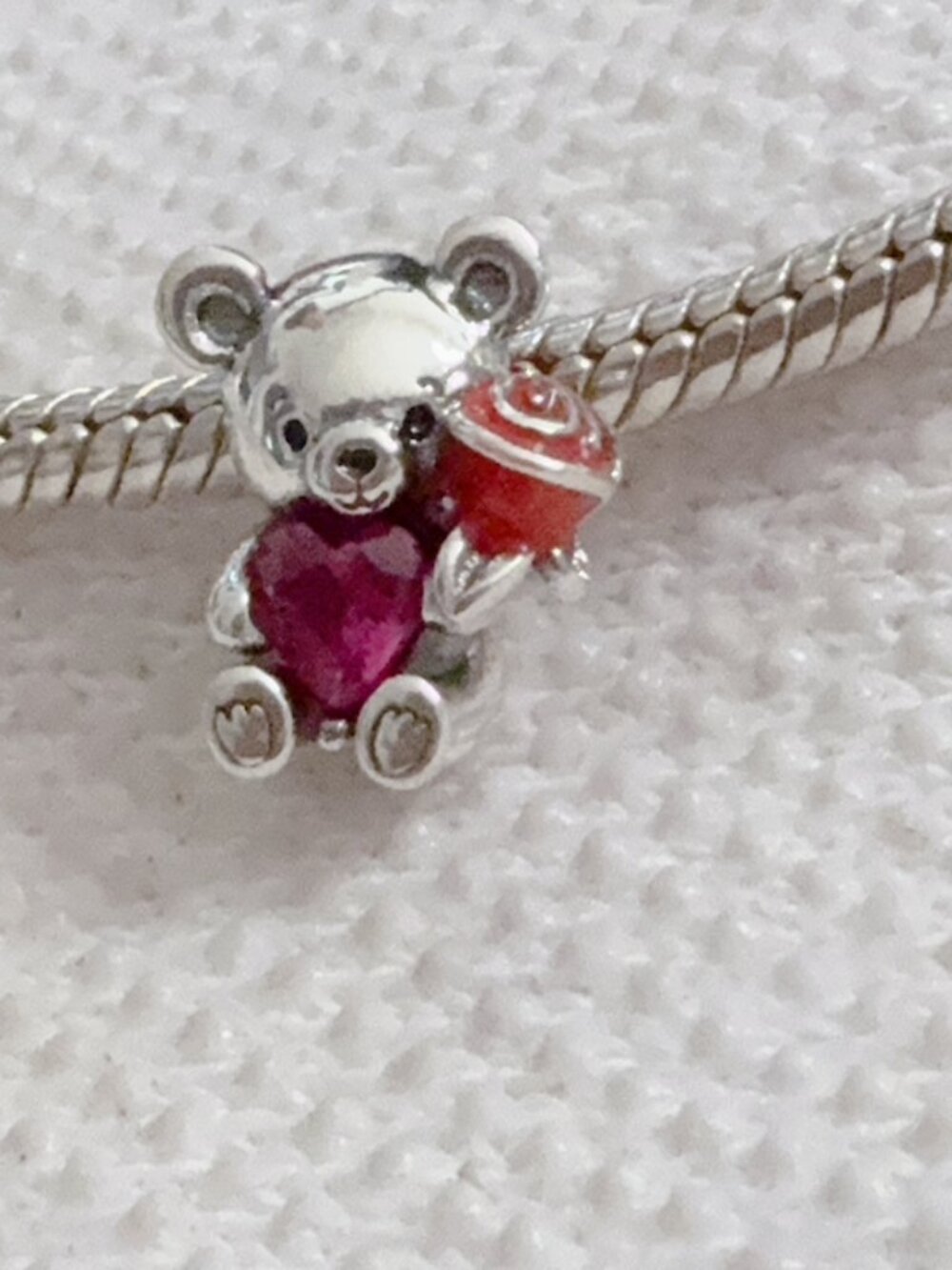 Teddy Bear Roses Heart Valentines Charm For Pandora Bracelet